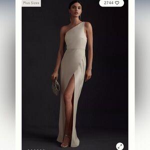 Anthropologie BHLDN Dylan One-Shoulder
Satin Side-Slit Gown
